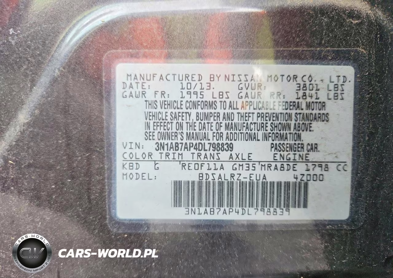 2013 Nissan Sentra S VIN:3N1AB7AP4DL798839 - 12