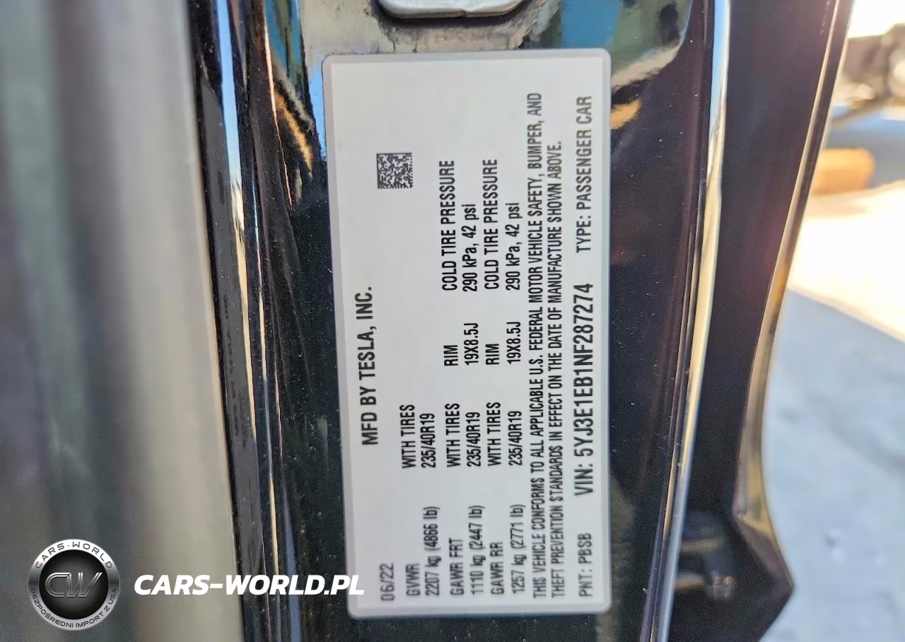 2022 Tesla Model 3 VIN:5YJ3E1EB1NF287274 - 12
