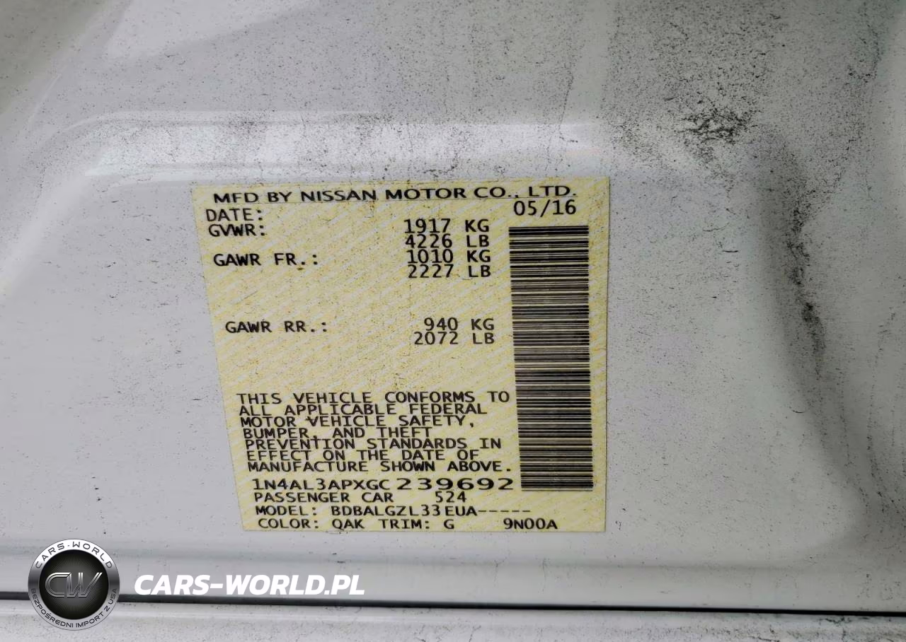 2016 Nissan Altima 2.5 S VIN:1N4AL3APXGC239692 - 12