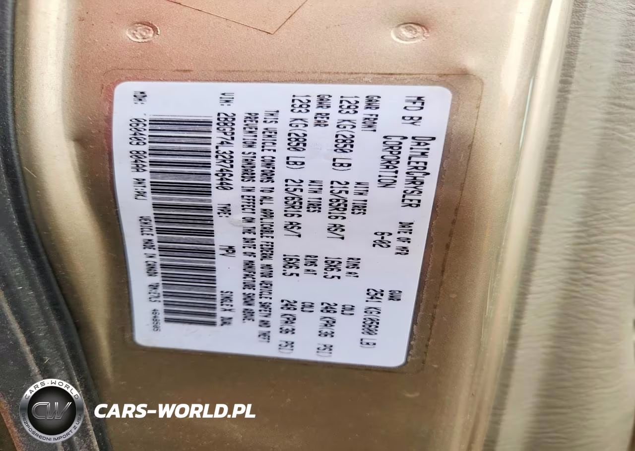 2002 Dodge Grand Caravan Ex VIN:2B8GP74L32R746440 - 13