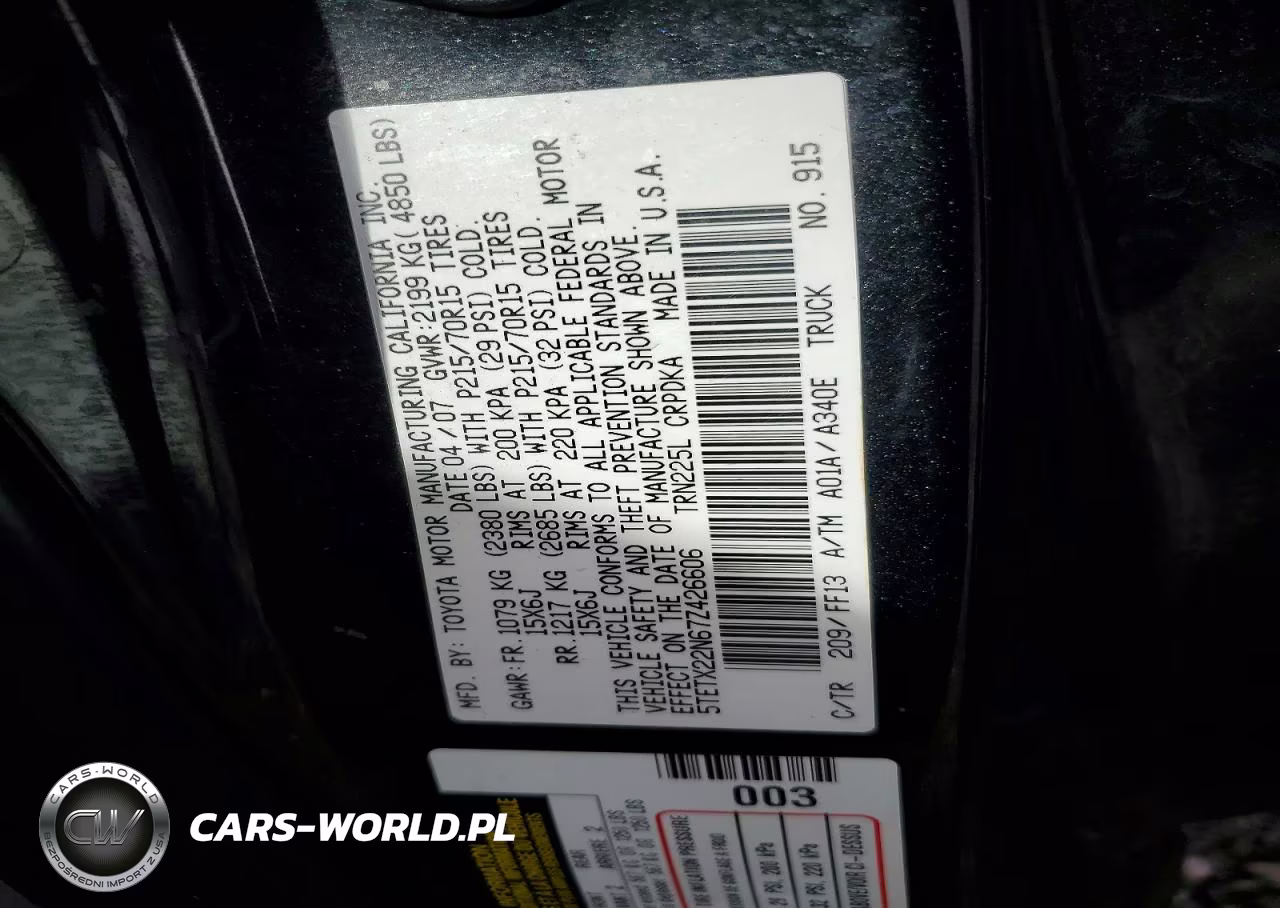 2007 Toyota Tacoma Base VIN:5TETX22N67Z426606 - 12