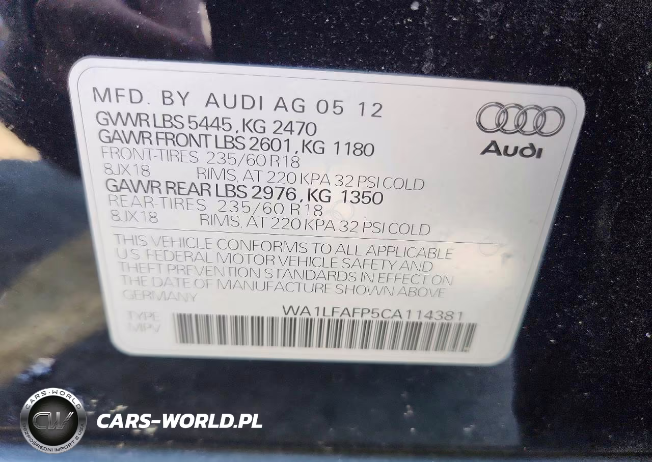 2012 Audi Q5 Premium Plus VIN:WA1LFAFP5CA114381 - 13