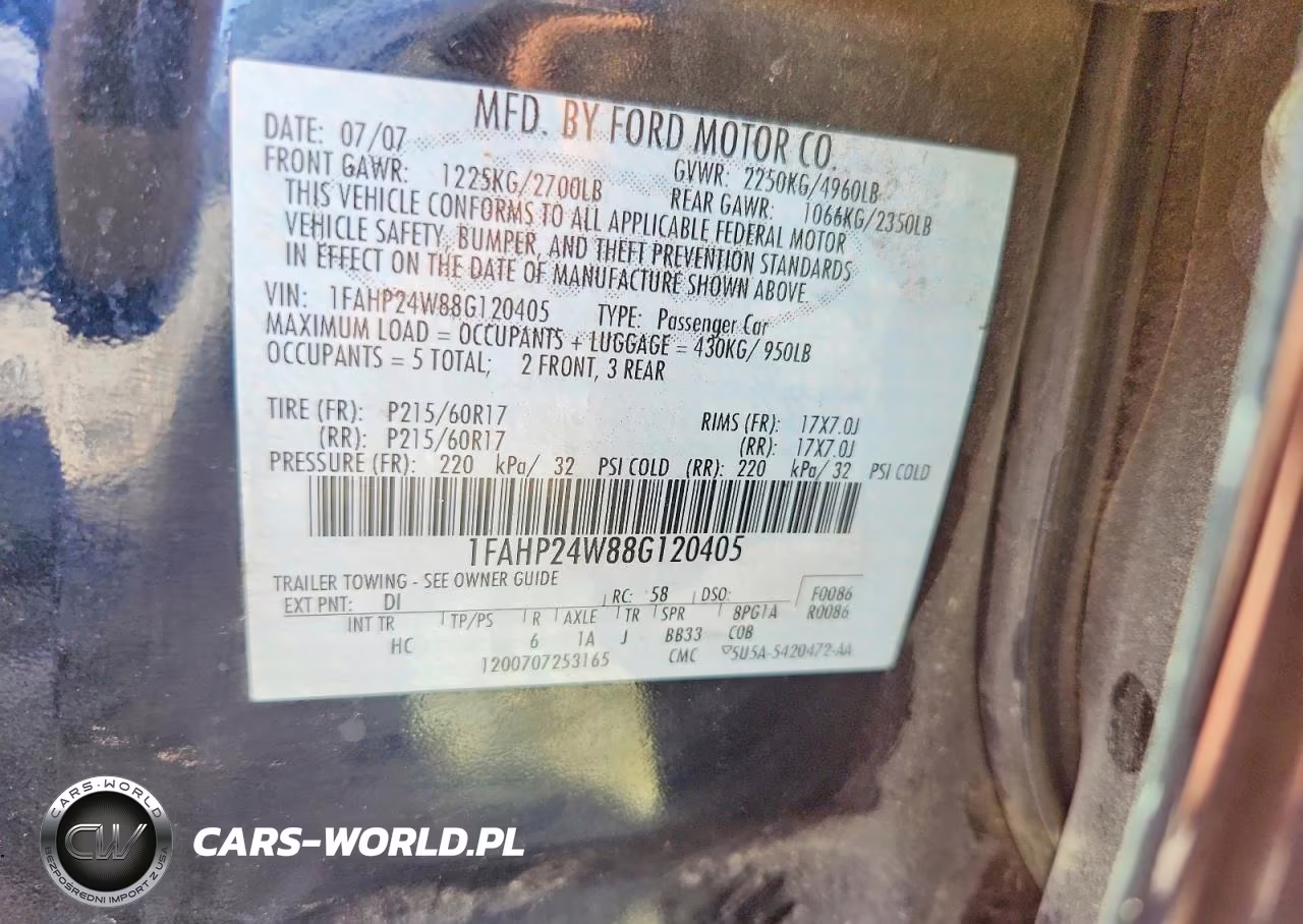 2008 Ford Taurus Sel VIN:1FAHP24W88G120405 - 13