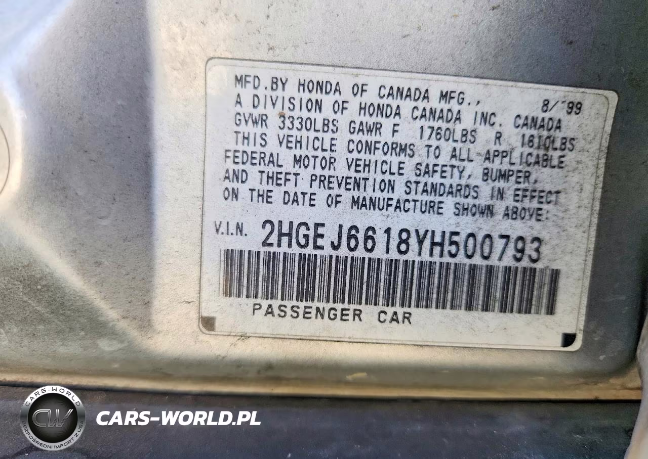 2000 Honda Civic Base VIN:2HGEJ6618YH500793 - 12