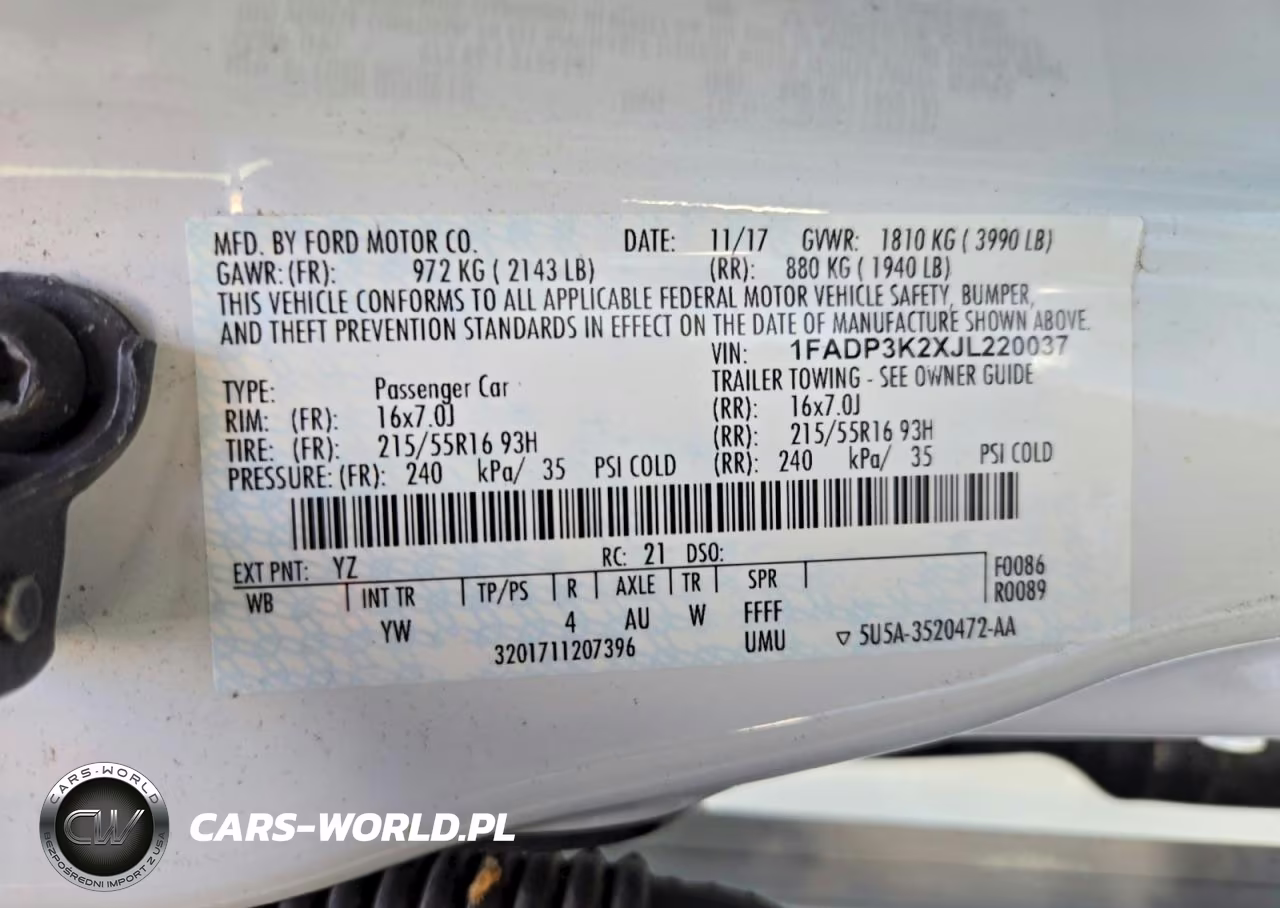 2018 Ford Focus Se VIN:1FADP3K2XJL220037 - 12