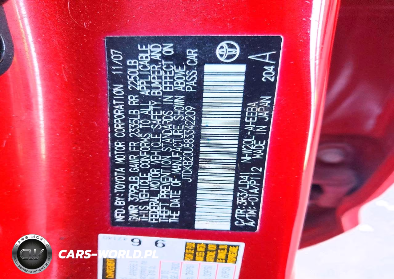2008 Toyota Prius Touring VIN:JTDKB20U883342209 - 12