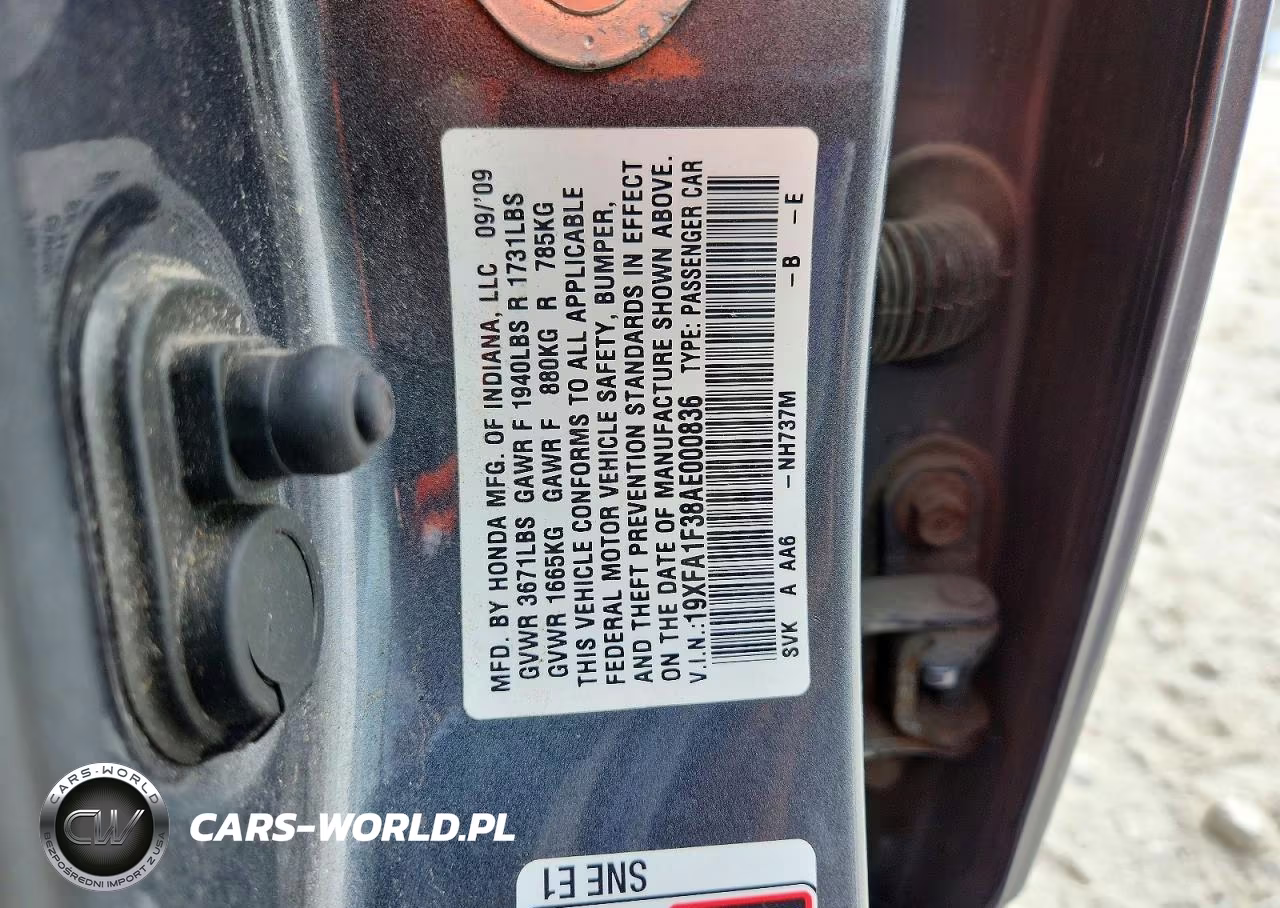 2010 Honda Civic Vp VIN:19XFA1F38AE000836 - 12