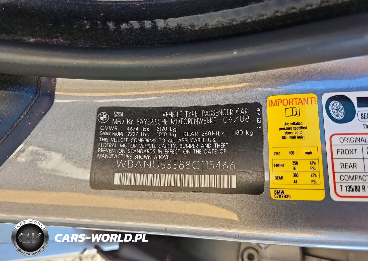 2008 BMW 528 I VIN:WBANU53588C115466 - 12