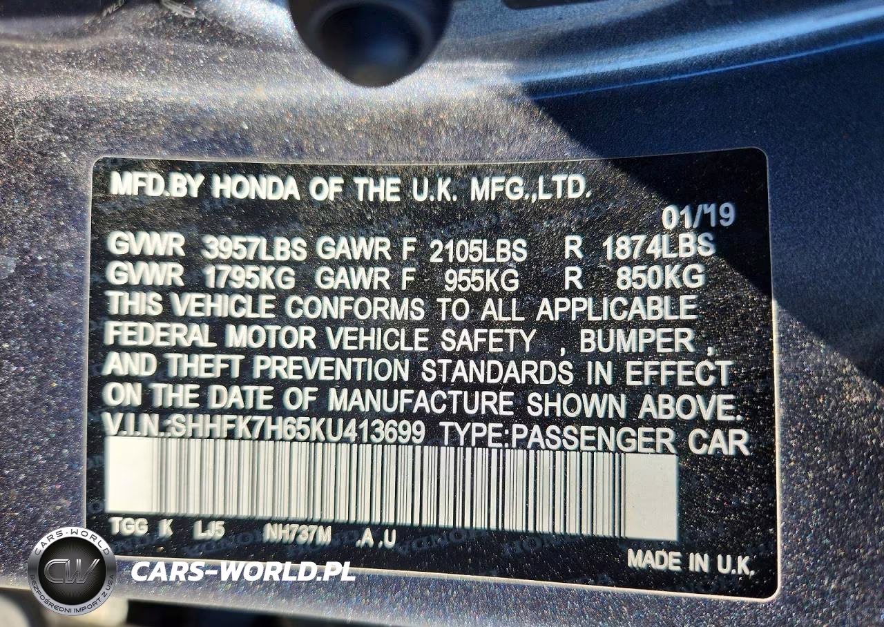2019 Honda Civic Ex VIN:SHHFK7H65KU413699 - 12