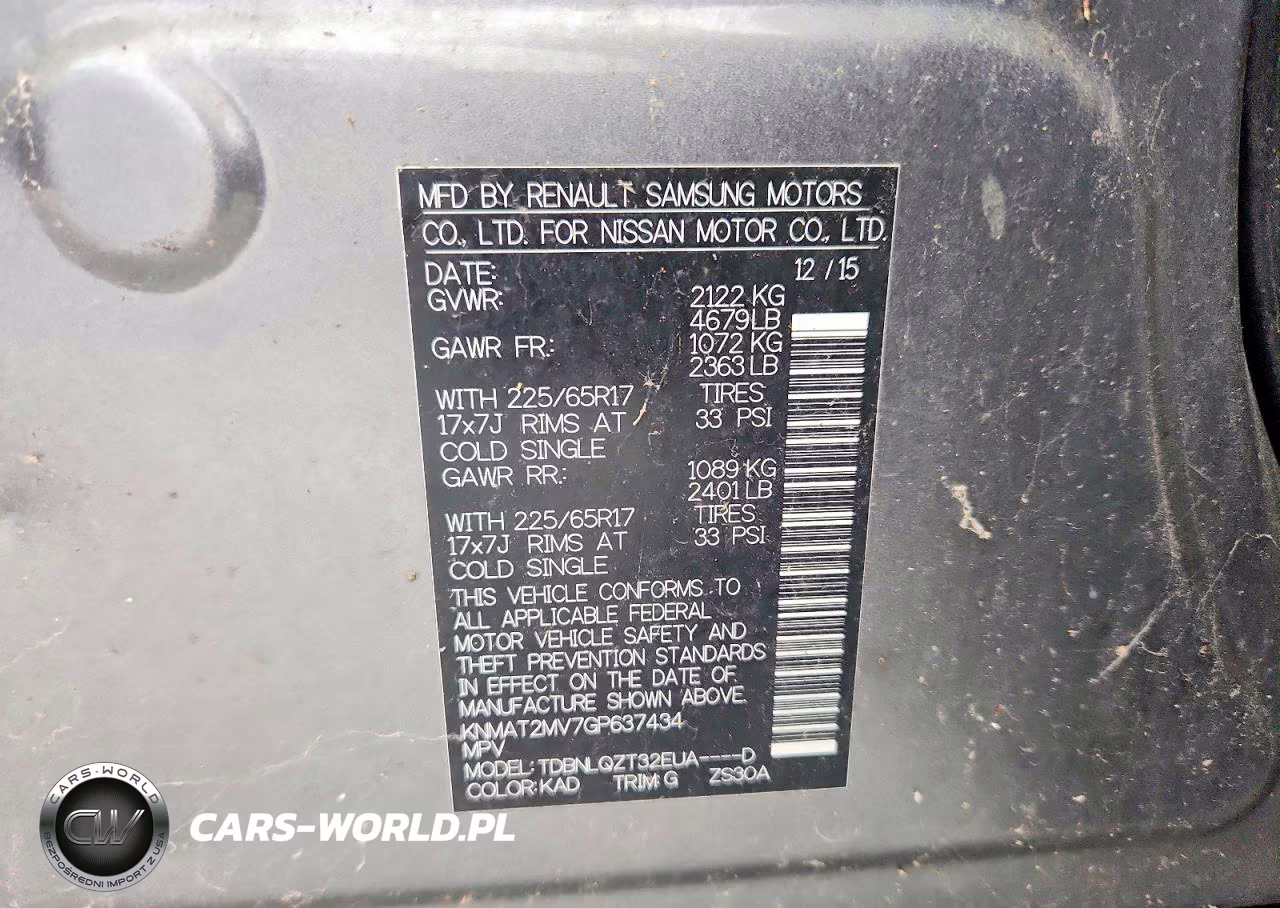 2016 Nissan Rogue Sv VIN:KNMAT2MV7GP637434 - 12