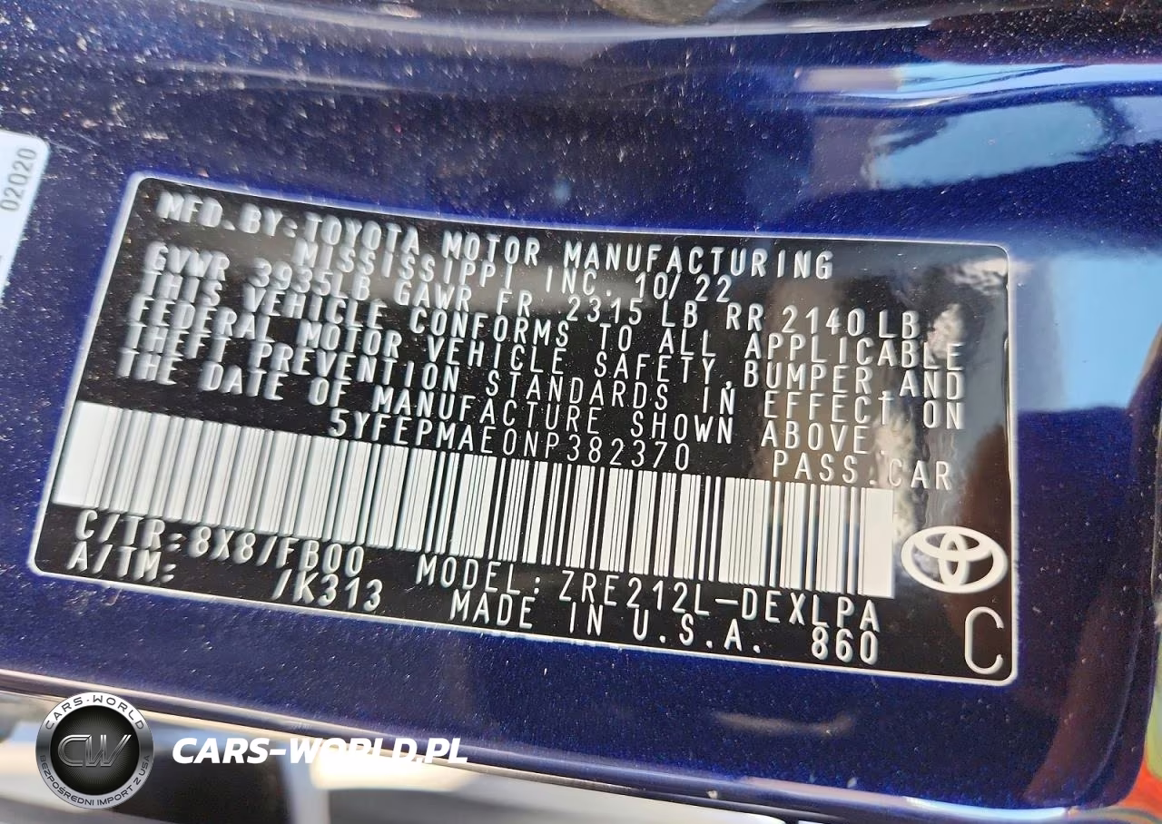 2022 Toyota Corolla Le VIN:5YFEPMAE0NP382370 - 12
