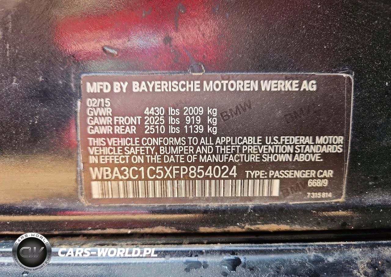 2015 BMW 328 I Sulev VIN:WBA3C1C5XFP854024 - 12