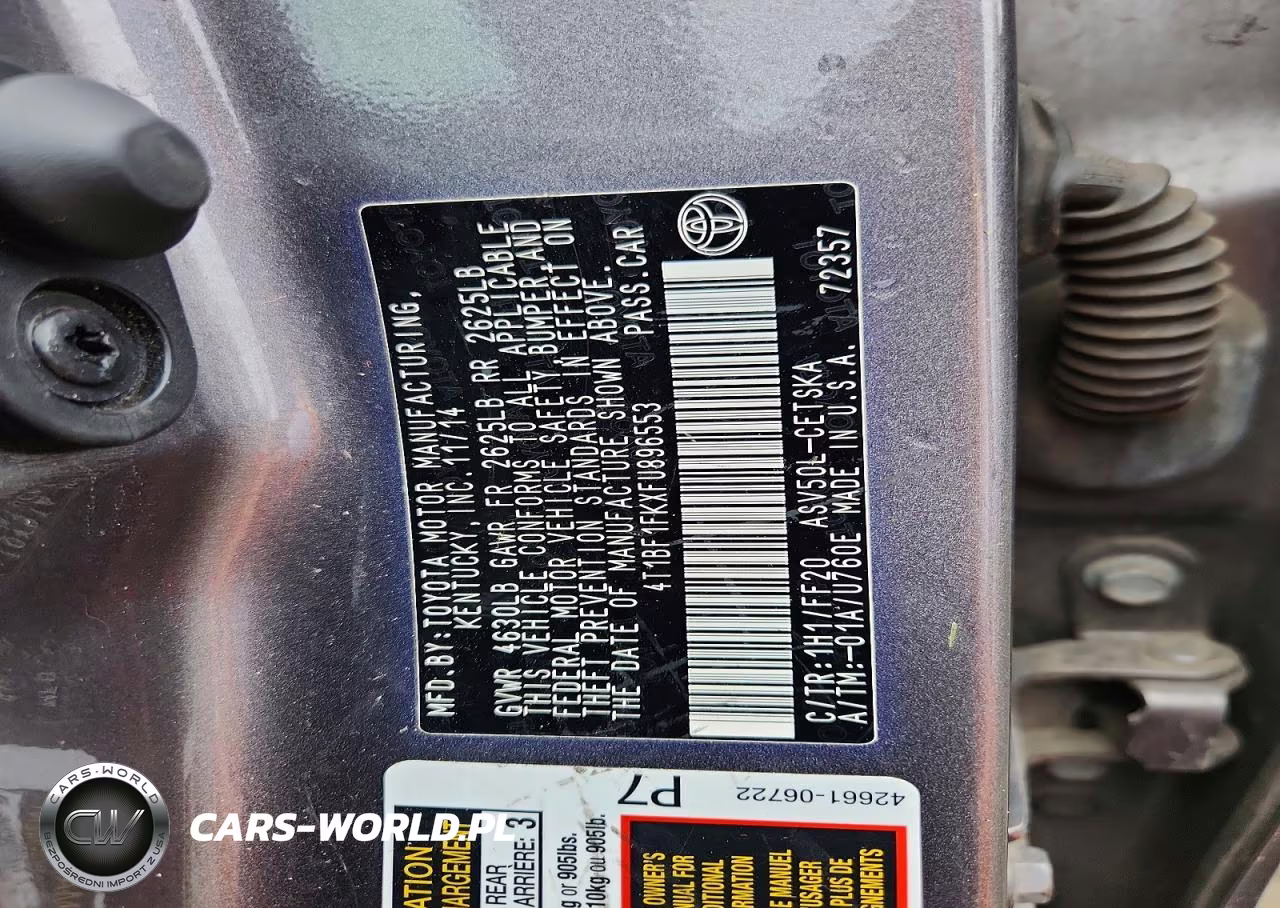 2015 Toyota Camry Se VIN:4T1BF1FKXFU896553 - 12