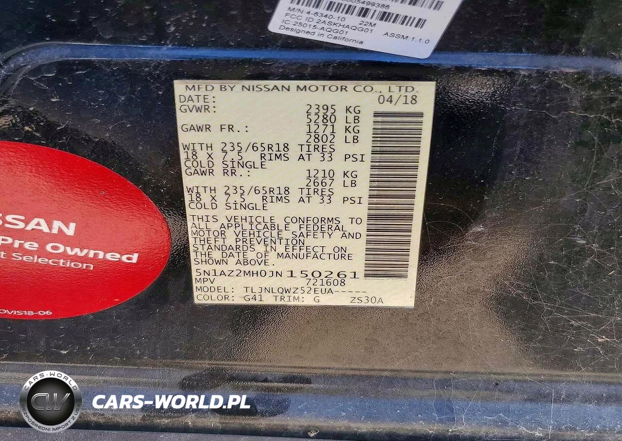 2018 Nissan Murano S VIN:5N1AZ2MH0JN150261 - 12