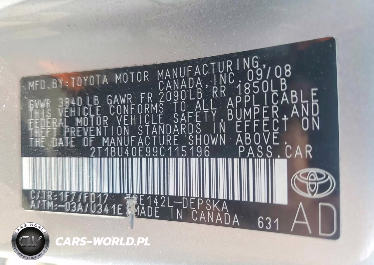 2009 Toyota Corolla S VIN:2T1BU40E99C115196 - 12