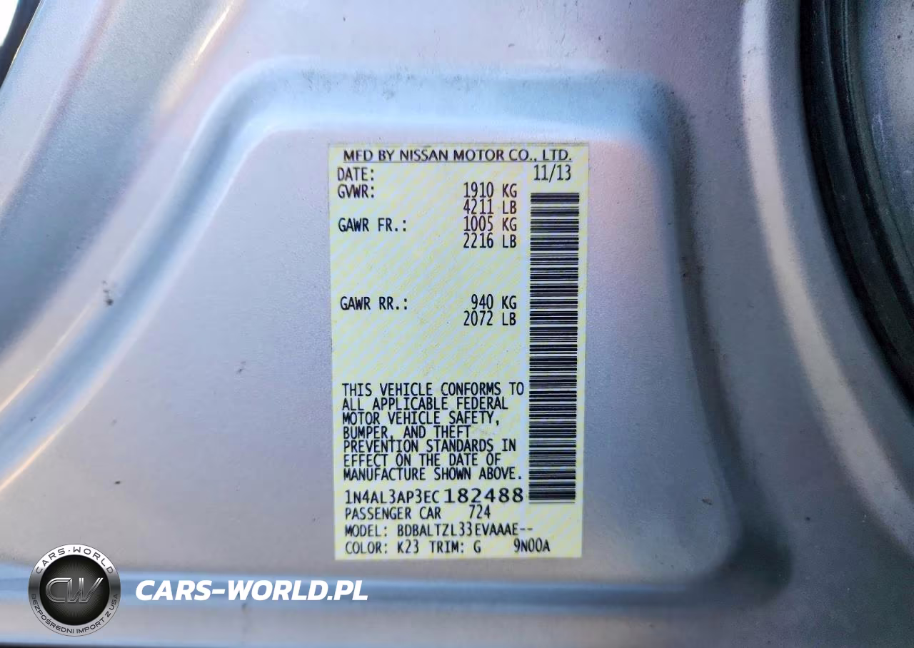 2014 Nissan Altima 2.5 Sv VIN:1N4AL3AP3EC182488 - 13
