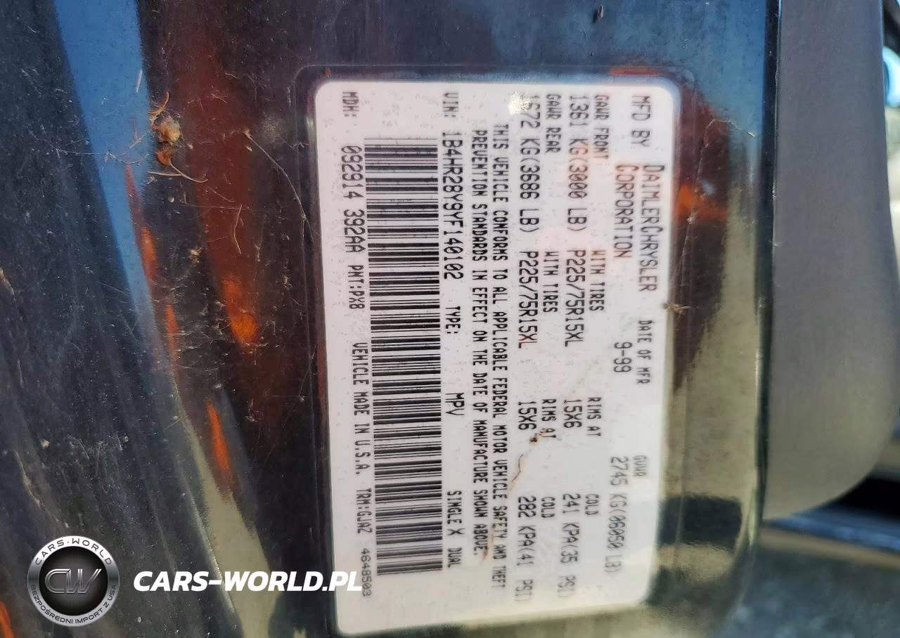 2000 Dodge Durango VIN:1B4HR28Y9YF140102 - 13