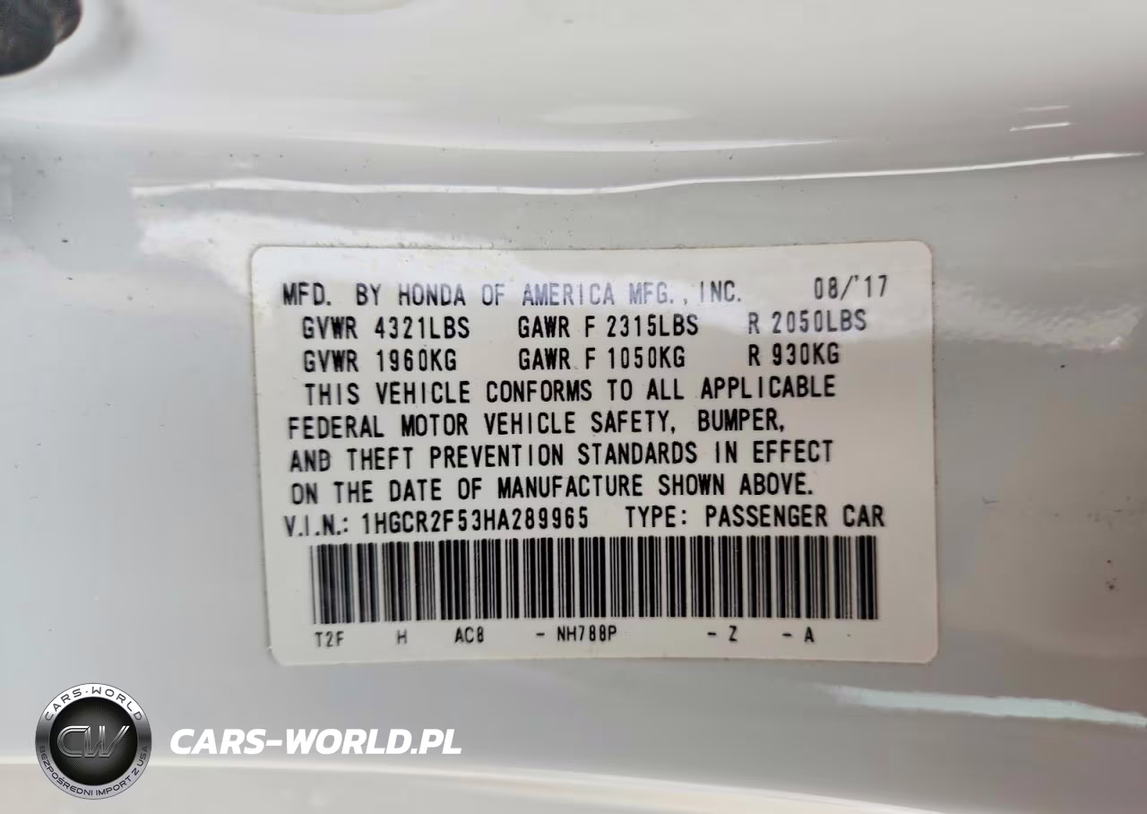 2017 Honda Accord Sport VIN:1HGCR2F53HA289965 - 12