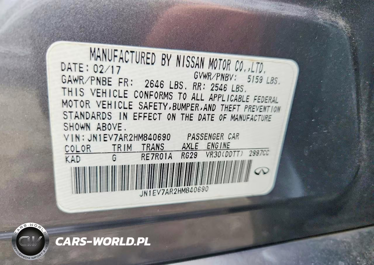2017 Infiniti Q50 3.0T Premium VIN:JN1EV7AR2HM840690 - 12