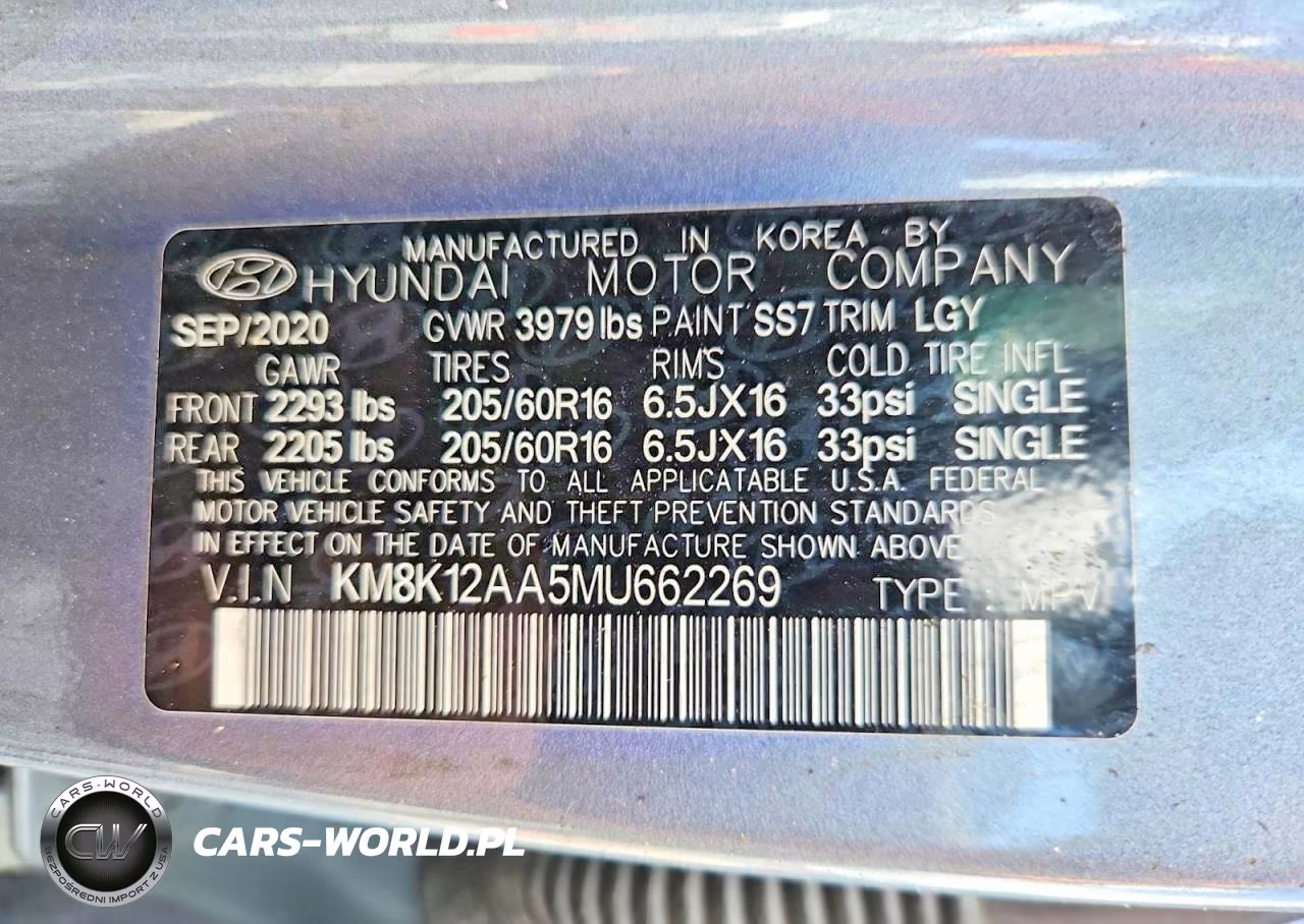 2021 Hyundai Kona Se VIN:KM8K12AA5MU662269 - 13
