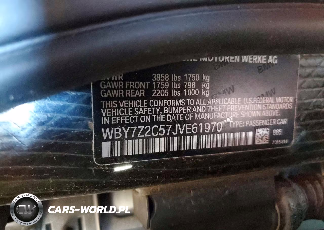 2018 BMW I3 Bev VIN:WBY7Z2C57JVE61970 - 13