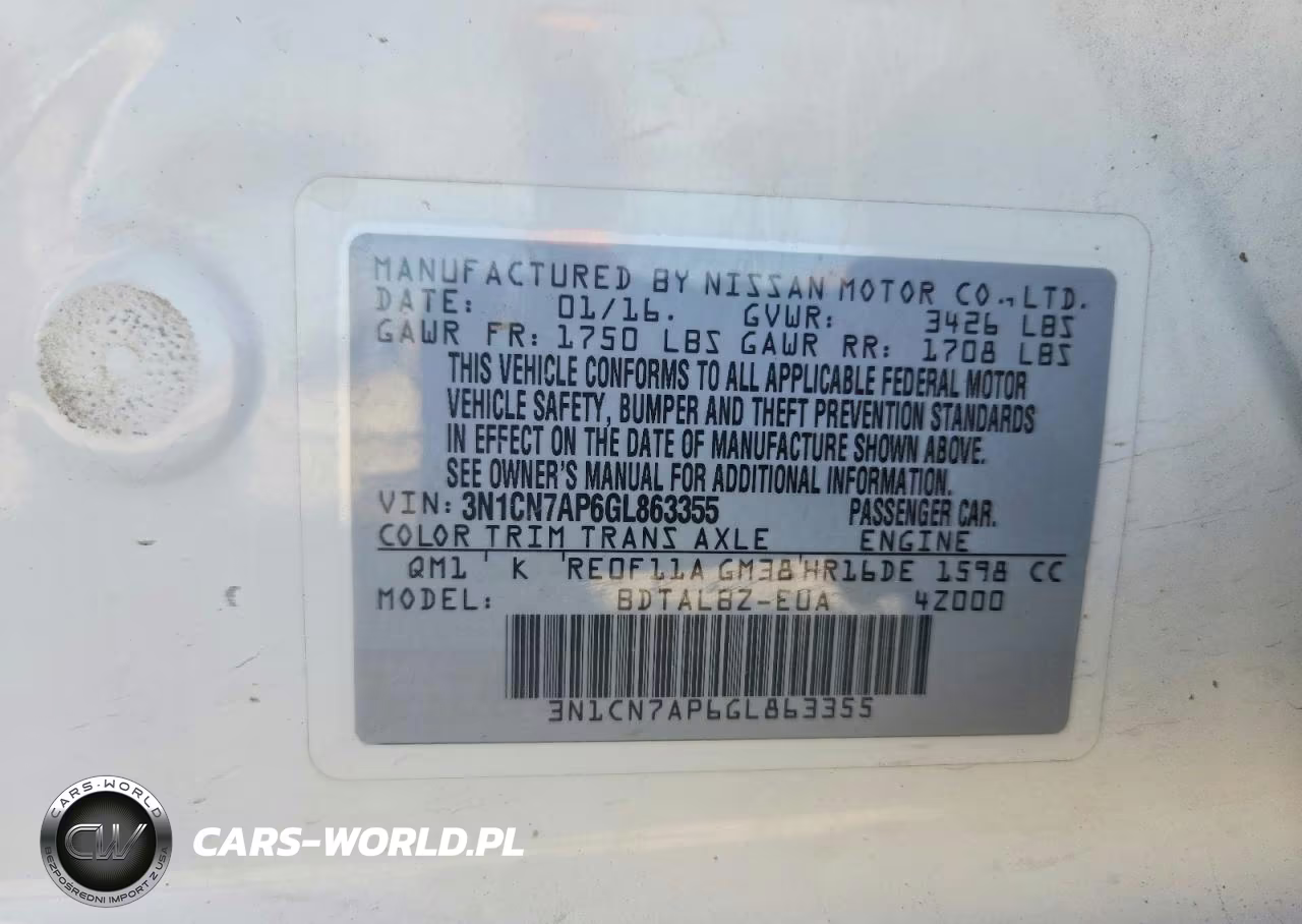 2016 Nissan Versa 1.6 Sv VIN:3N1CN7AP6GL863355 - 12