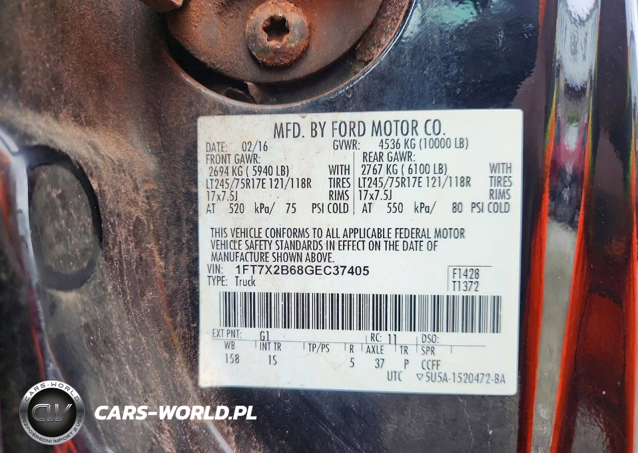 2016 Ford F250 Super Duty VIN:1FT7X2B68GEC37405 - 12