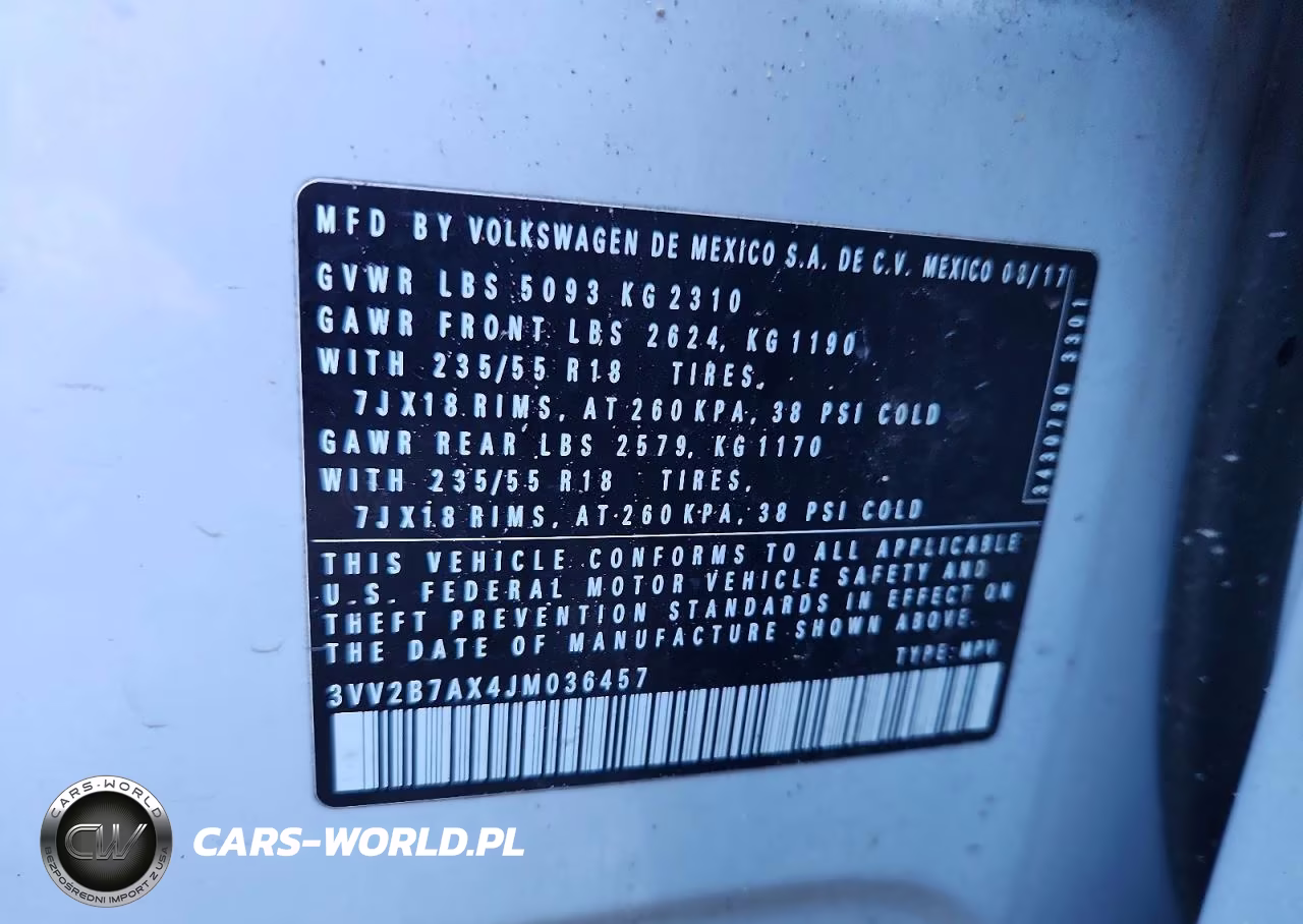 2018 Volkswagen Tiguan Se VIN:3VV2B7AX4JM036457 - 13