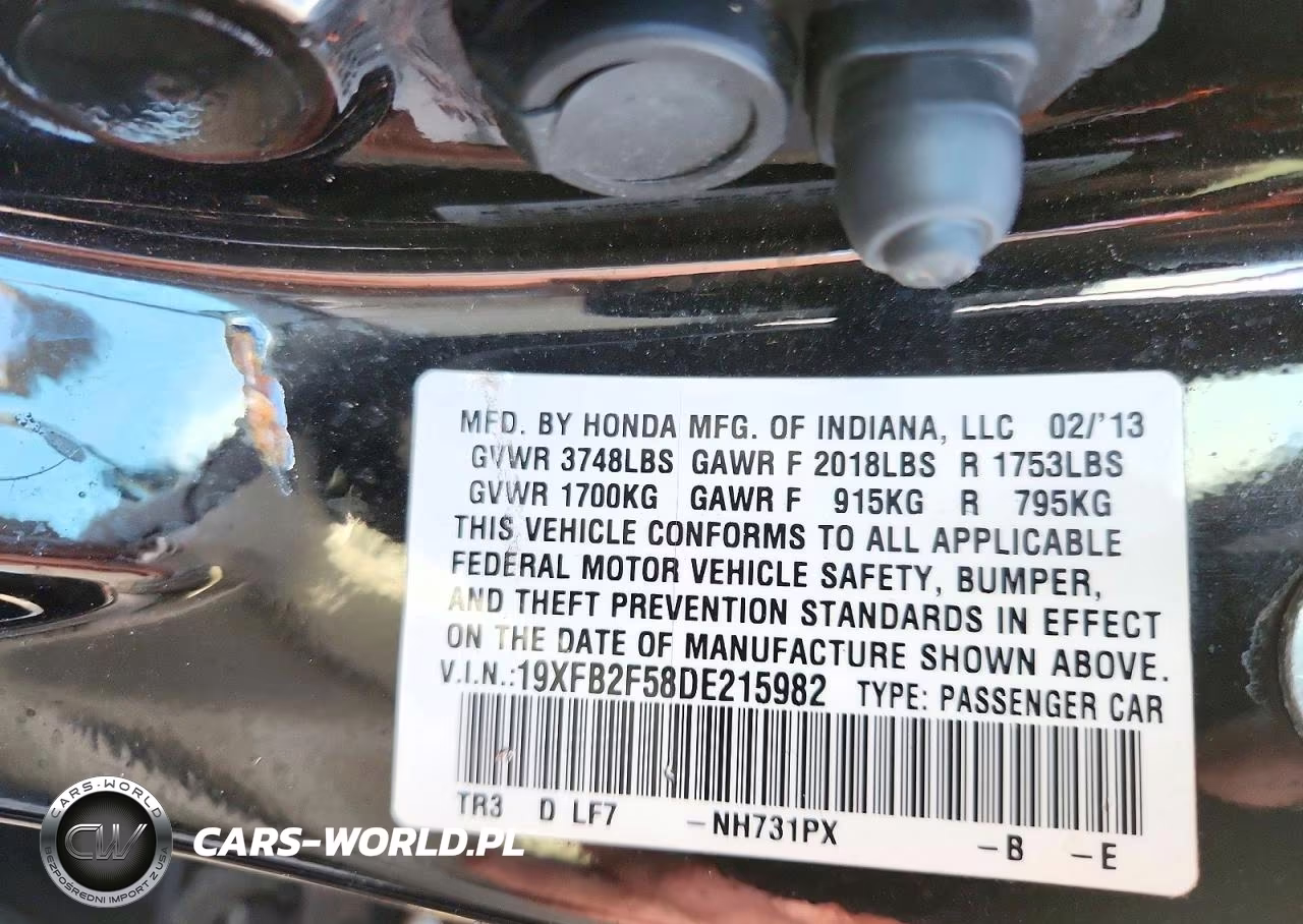 2013 Honda Civic Lx VIN:19XFB2F58DE215982 - 13