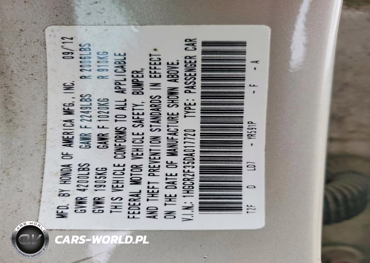 2013 Honda Accord Lx VIN:1HGCR2F35DA017720 - 12