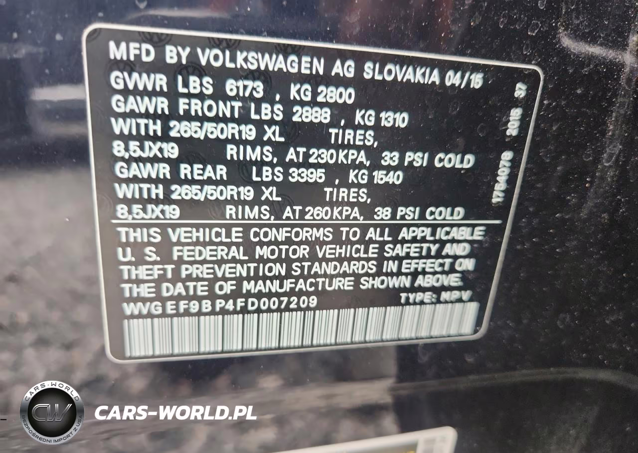 2015 Volkswagen Touareg V6 VIN:WVGEF9BP4FD007209 - 13