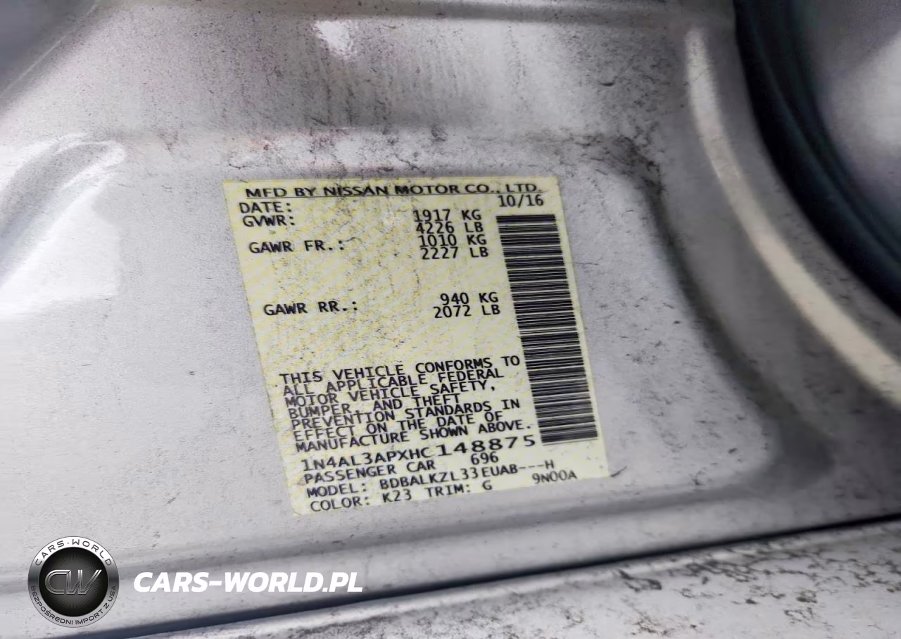 2017 Nissan Altima 2.5 Sv VIN:1N4AL3APXHC148875 - 12