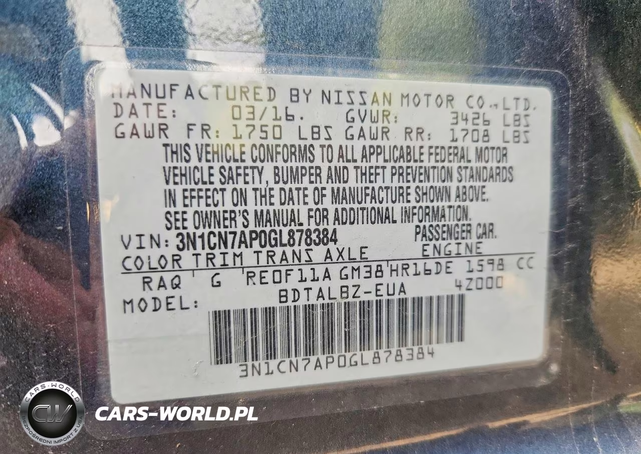 2016 Nissan Versa 1.6 Sv VIN:3N1CN7AP0GL878384 - 12