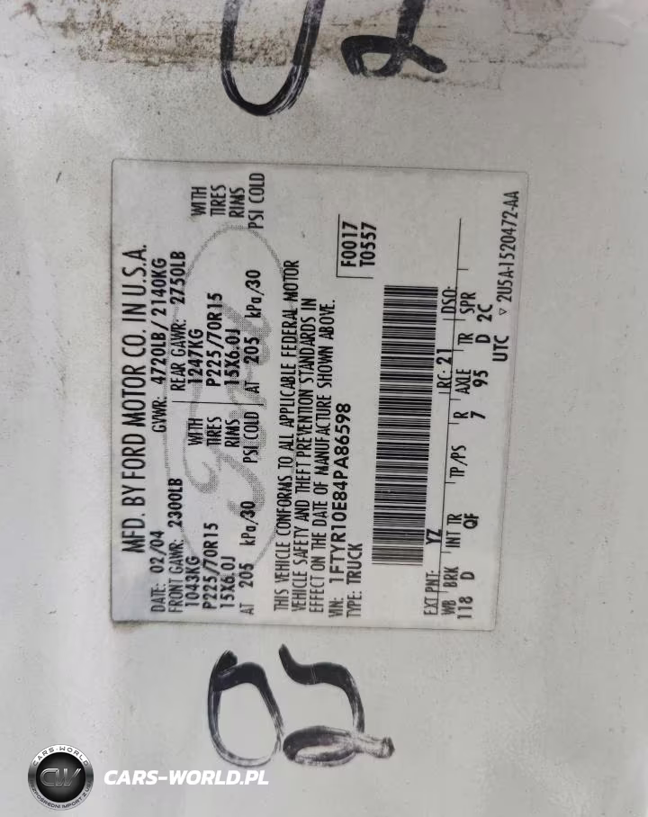 2004 Ford Ranger VIN:1FTYR10E84PA86598 - 12