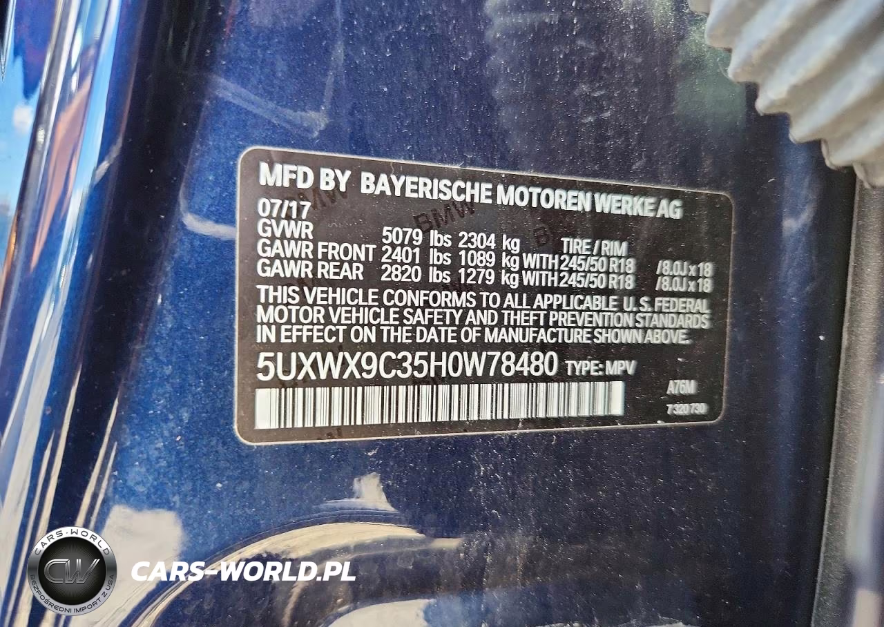 2017 BMW X3 xDrive28I VIN:5UXWX9C35H0W78480 - 13