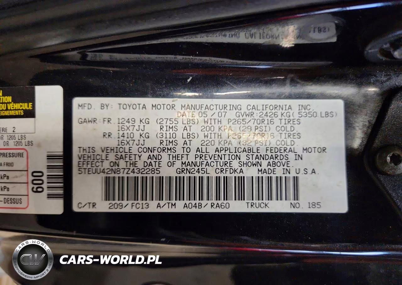 2007 Toyota Tacoma V6 VIN:5TEUU42N87Z432285 - 12