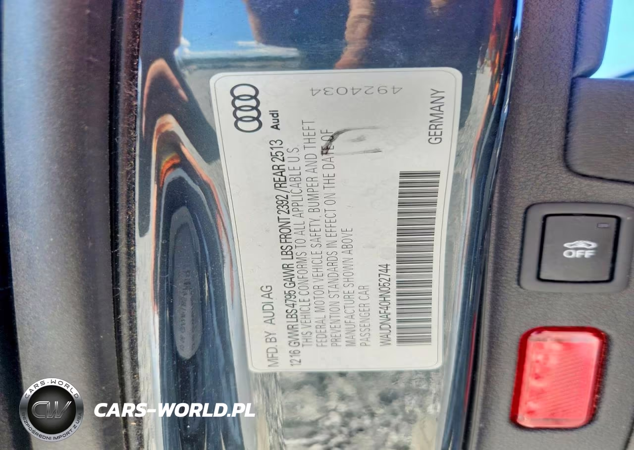 2017 Audi A4 Premium VIN:WAUDNAF40HN052744 - 12