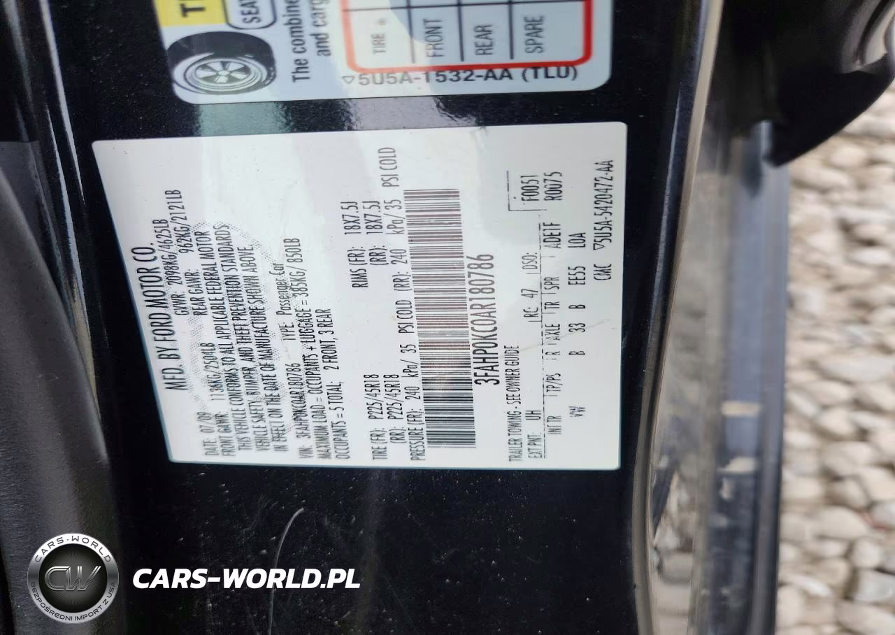 2010 Ford Fusion Sport VIN:3FAHP0KC0AR180786 - 12