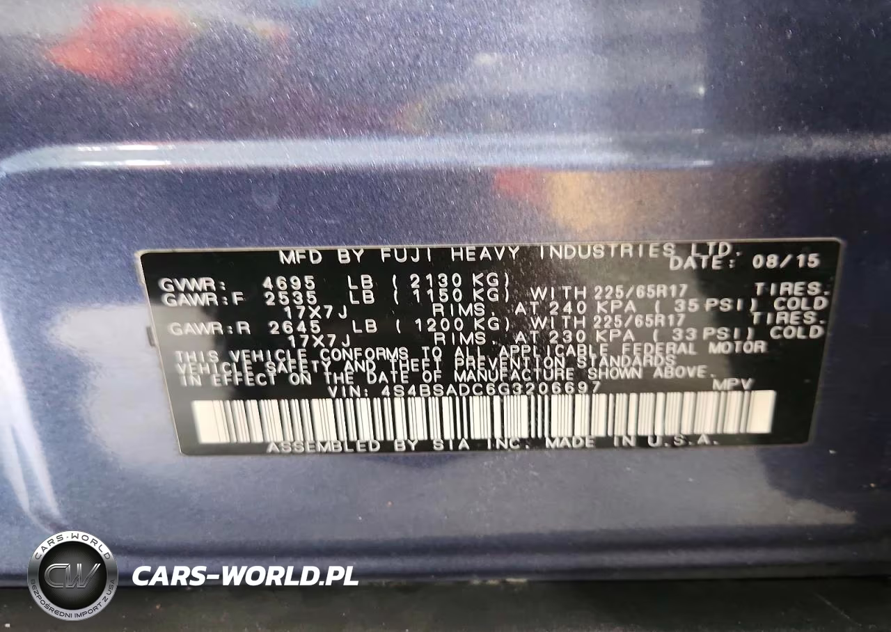 2016 Subaru Outback 2.5I Premium VIN:4S4BSADC6G3206697 - 13
