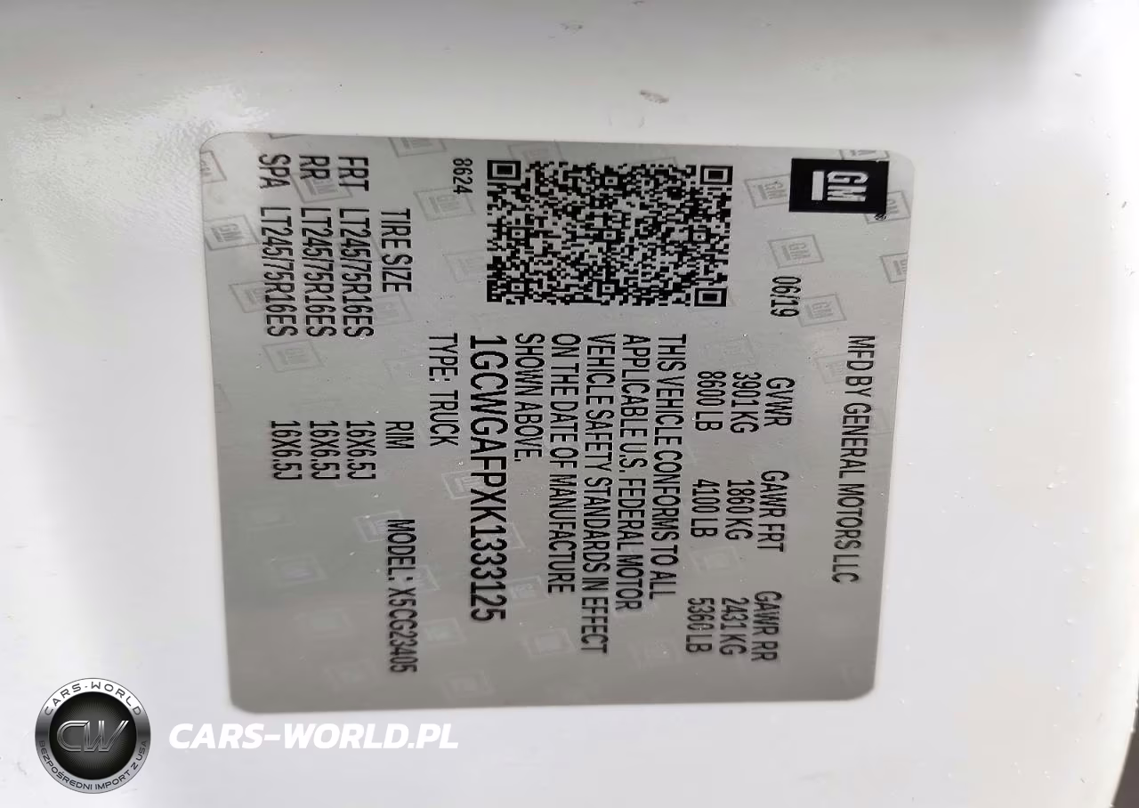 2019 Chevrolet Express 2500 Cargo Delivery Van VIN:1GCWGAFPXK1333125 - 12