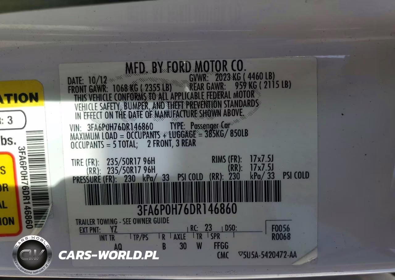 2013 Ford Fusion Se VIN:3FA6P0H76DR146860 - 12