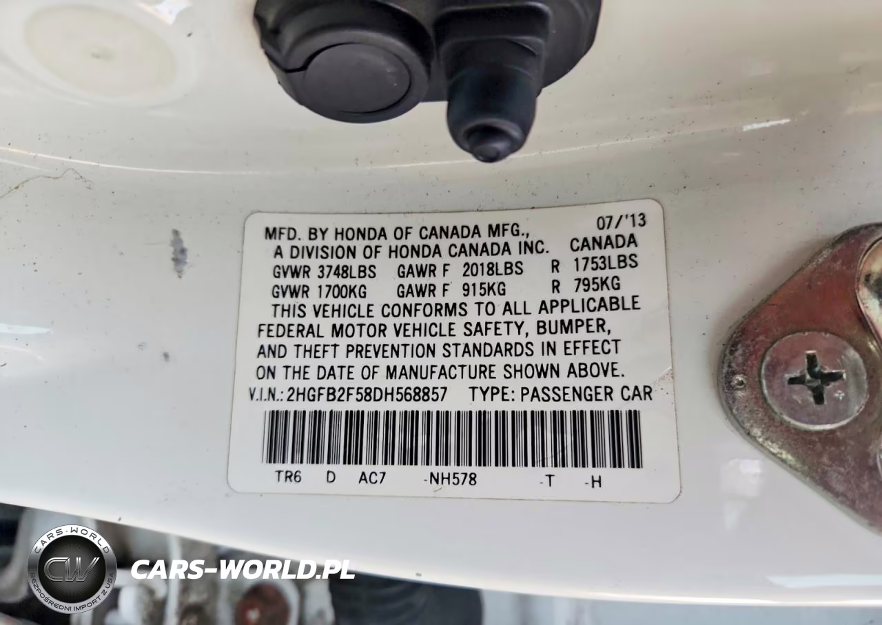 2013 Honda Civic Lx VIN:2HGFB2F58DH568857 - 13