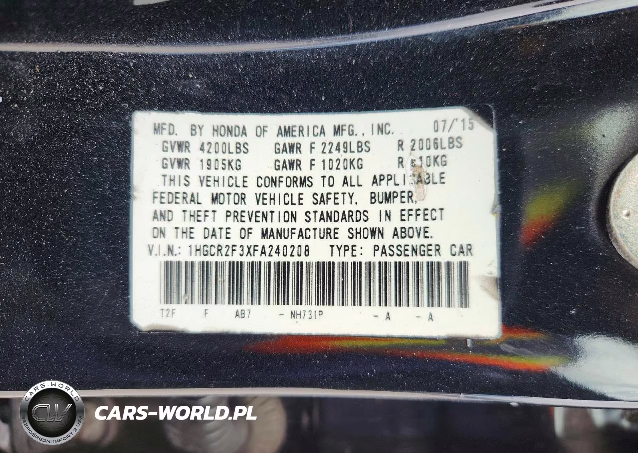 2015 Honda Accord Lx VIN:1HGCR2F3XFA240208 - 13