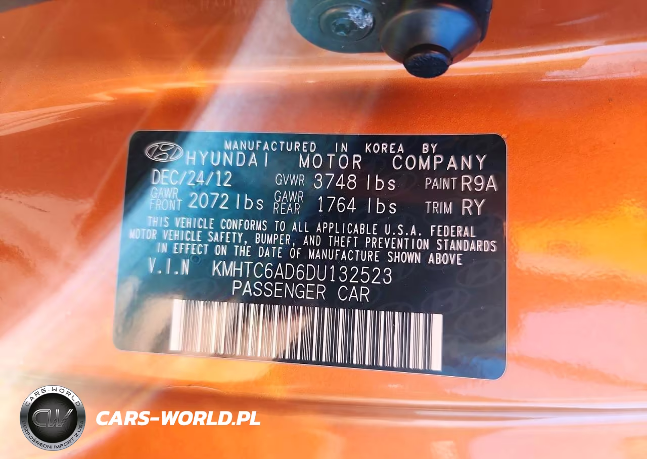 2013 Hyundai Veloster Base VIN:KMHTC6AD6DU132523 - 12