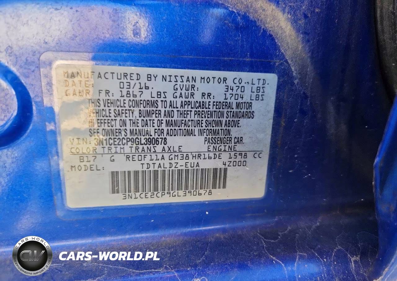 2016 Nissan Versa Note Sv VIN:3N1CE2CP9GL390678 - 12