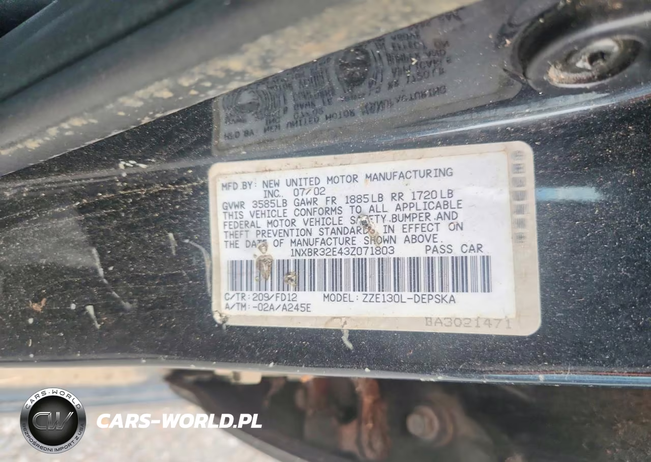 2003 Toyota Corolla S VIN:1NXBR32E43Z071803 - 12