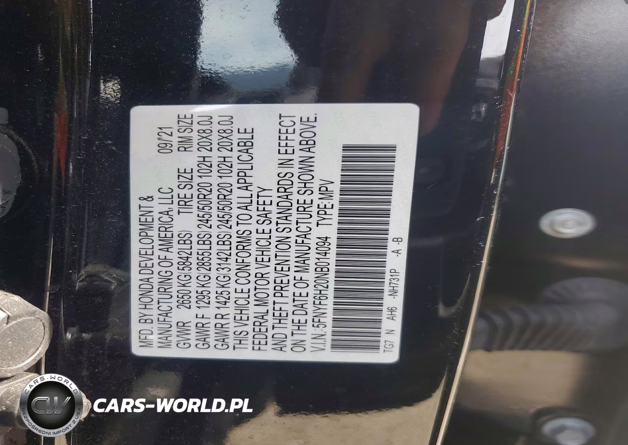2022 Honda Pilot Se VIN:5FNYF6H20NB014094 - 13