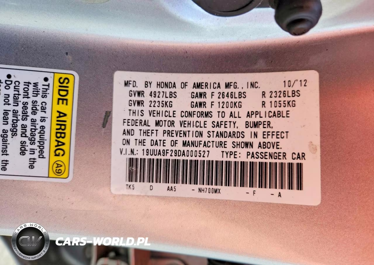 2013 Acura Tl VIN:19UUA9F29DA000527 - 12
