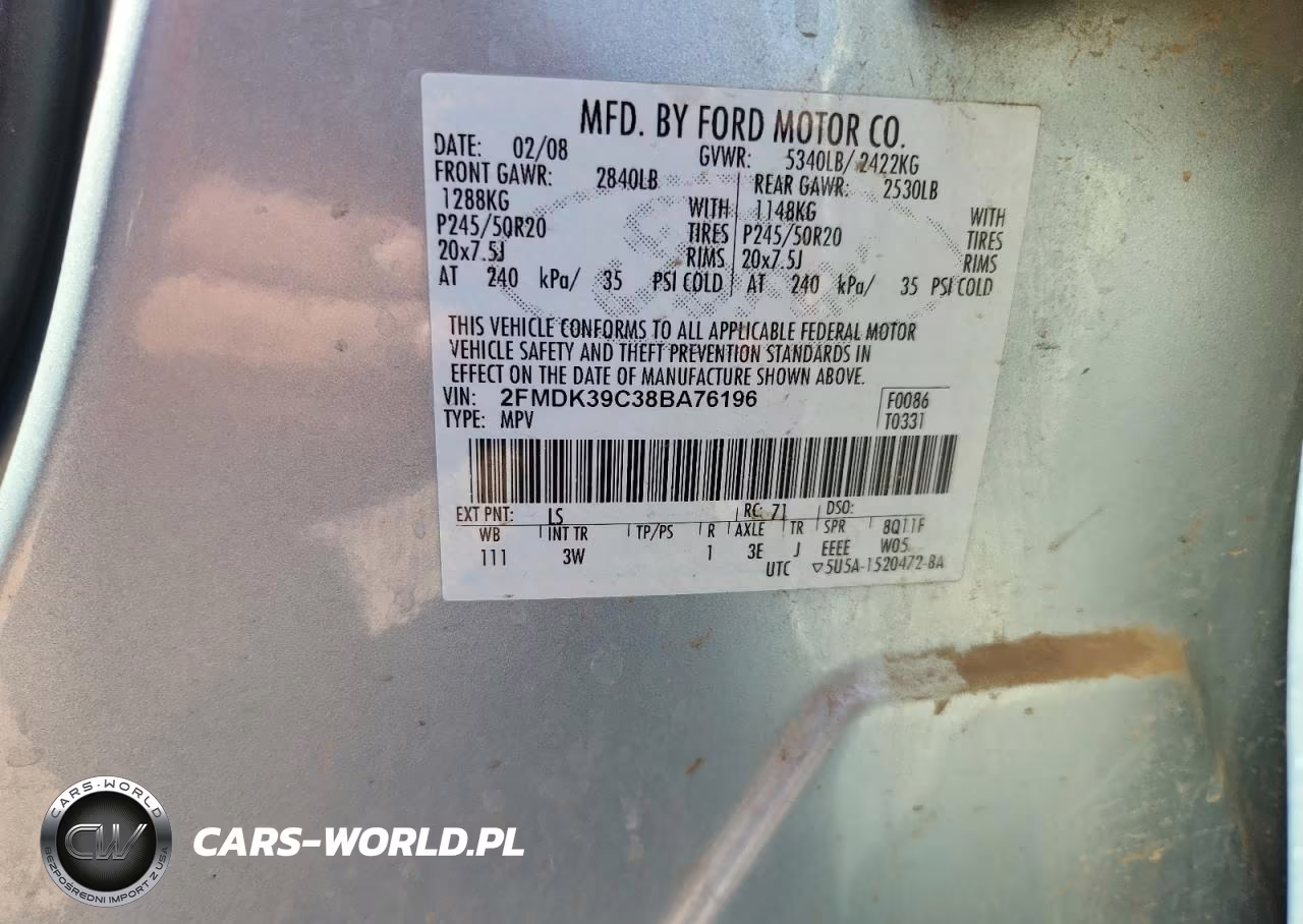 2008 Ford Edge Limited VIN:2FMDK39C38BA76196 - 13