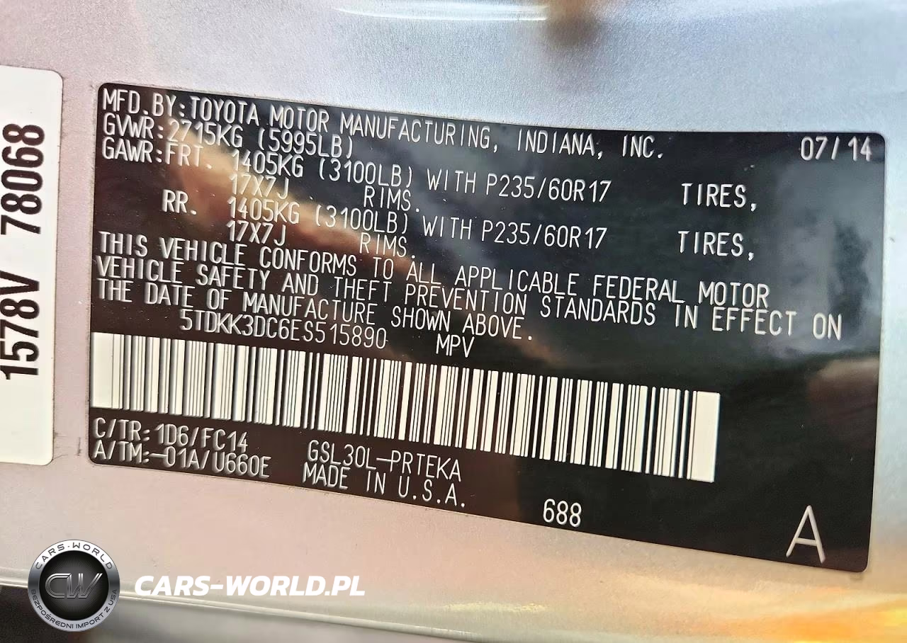 2014 Toyota Sienna Le VIN:5TDKK3DC6ES515890 - 13